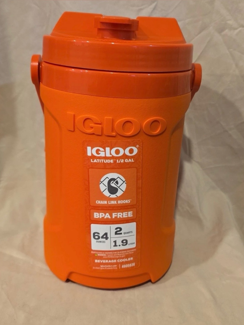 Igloo Orange 1/2 Gallon Latitude Beverage Cooler